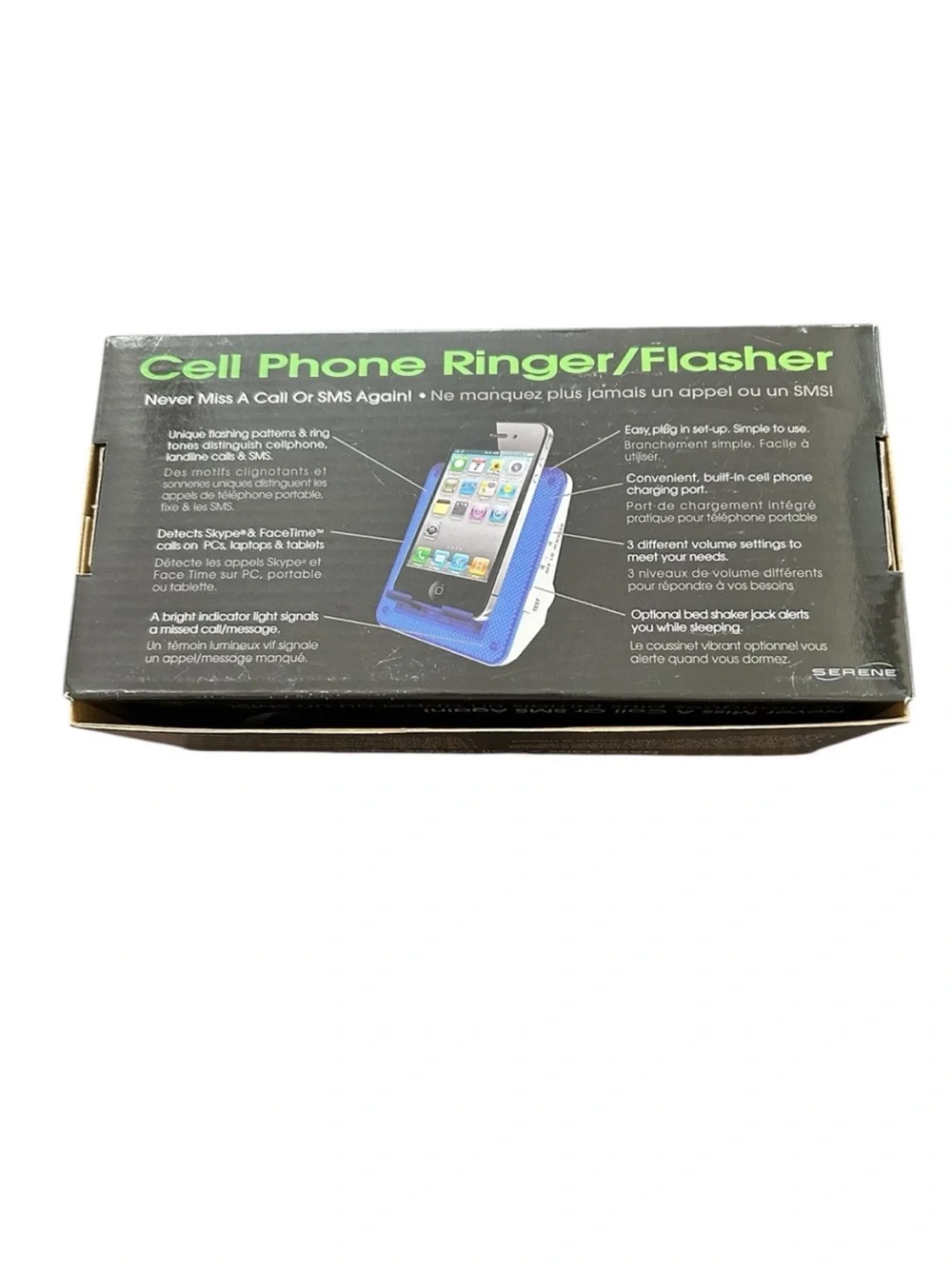 SERENE Universal Cell Phone Ringer Flasher Blue Smartphone Charging Dock EUC
